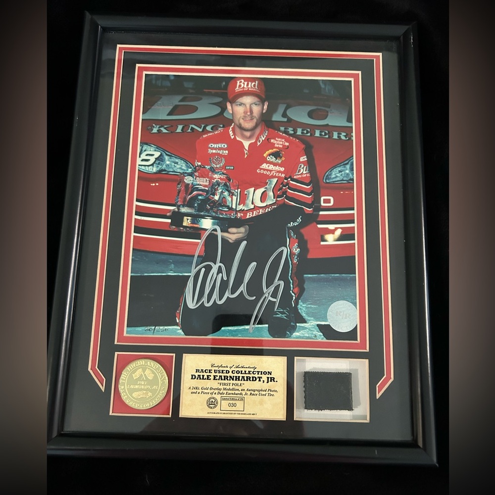 Dale Earnhardt Jr 30/250 Signed Highland Mint 2002 1st Pole Race w/coin …